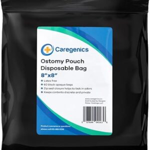 Caregenics 8" x 8" Ostomy Pouch Disposable Bag 60 count