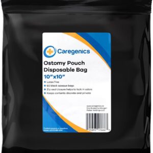 Caregenics 10" x 10" Ostomy Pouch Disposable Bag 60 count
