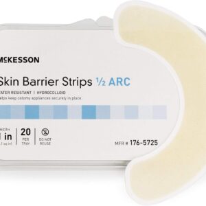 McKesson Skin Barrier Strips, Ostomy, Water Resistant, Hydrocolloid, 1/2 Arc Shape